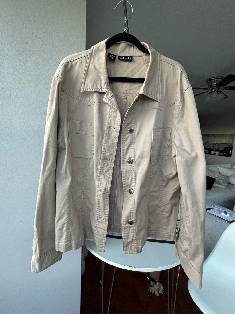 Rafaella Beige Button-Front Shirt Jacket